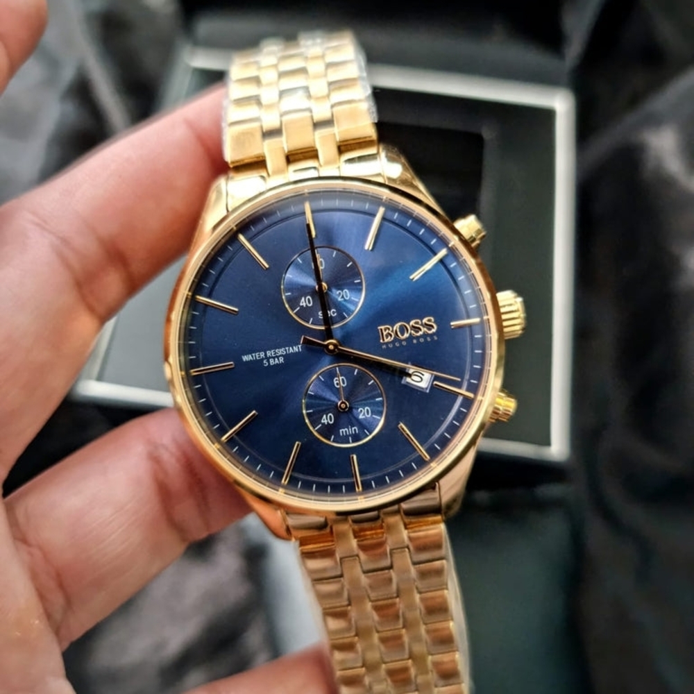 Boss Gold and Blue Chronograph Watch